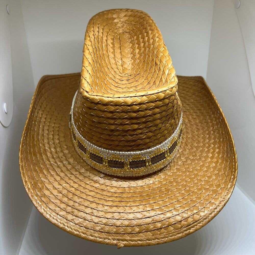 Vintage Rockmount straw side band cowboy hat size 7 1/8 EUC - Picture 2 of 10